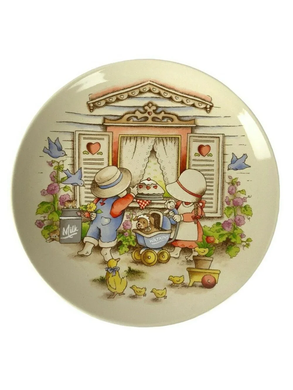 Watkins Country Kids Collector Dessert Plates Vintage 1990s Set Of 4 Decorative